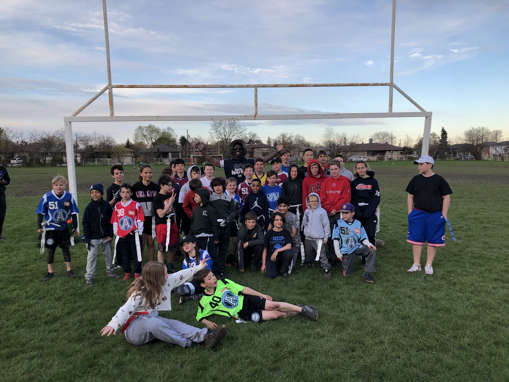 TFFL Players Bond with Argonauts Running Back James Wilder, Jr. at Skills Clinic